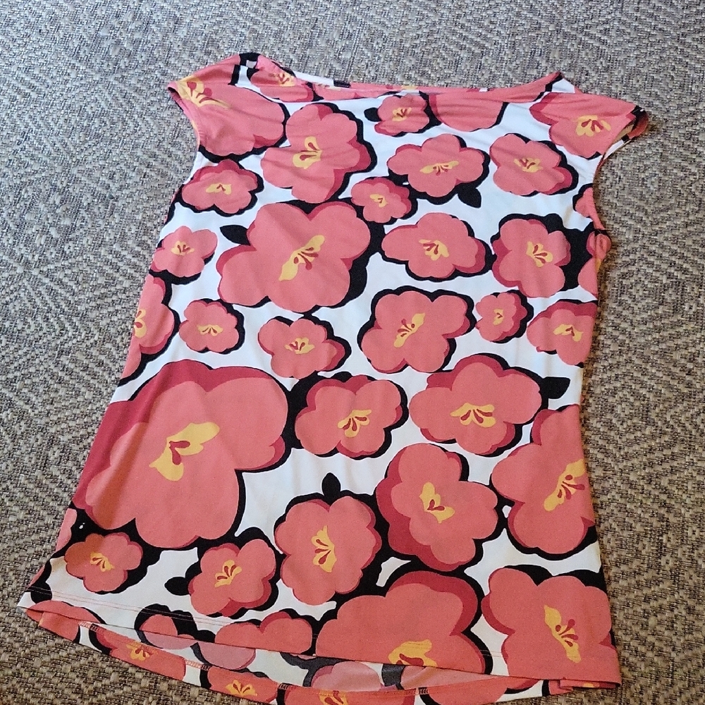 Floral Print Women's Blouse - Peach and White